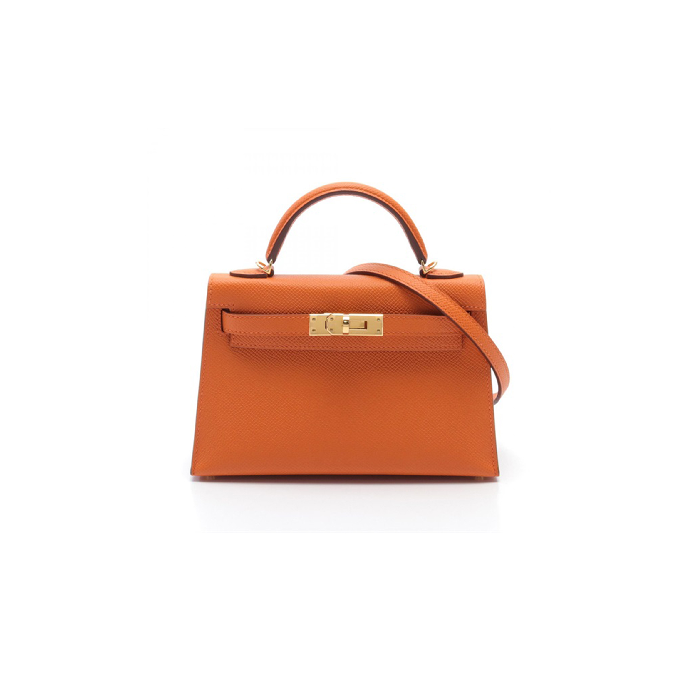 H**mes mini kelly ii epsom leather orange gold buckle (19*12*5.5cm)